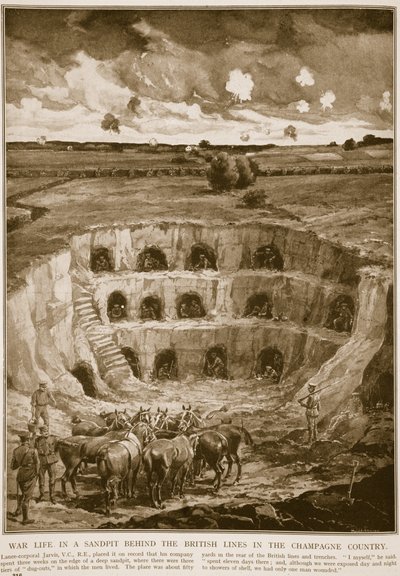 Krigsliv i en sandkasse bag de britiske linjer i Champagne-landet, 1914-19 af English School