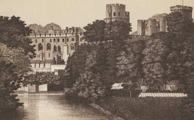 Warwick Castle (litografi) af English School