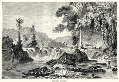Vandfald i Guyana (gravering) af English School
