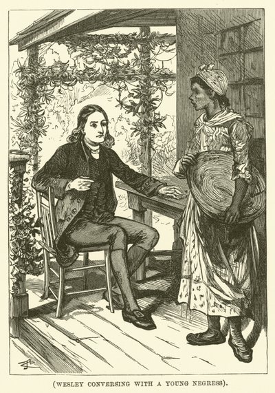 Wesley i samtale med en ung negerinde (kobberstik) af English School