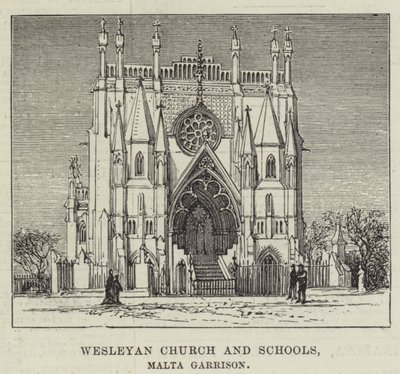Wesleyan Church and Schools, Malta Garnison (gravering) af English School