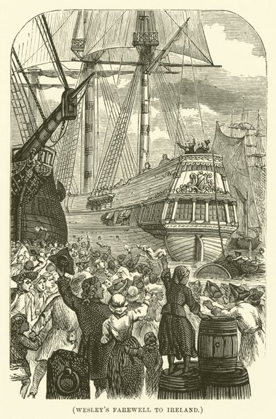 Wesleys Abschied von Irland (Gravur) von English School