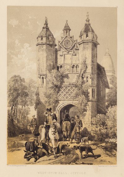 West-Stow Hall, Suffolk (akvatint) af English School