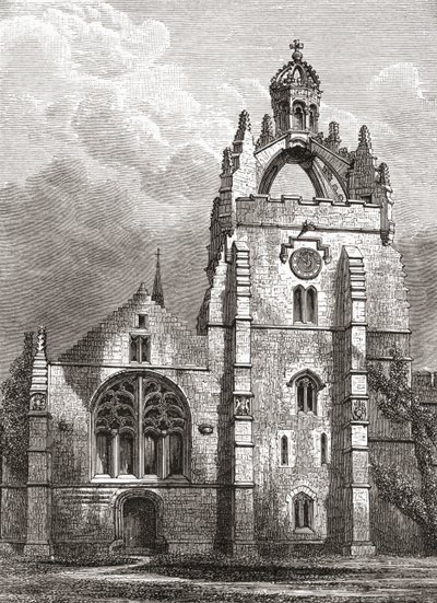 Vestfronten af Kings College, Aberdeen, som det var i det 19. århundrede, viser kapellernes krontårn, fra A Short History of the English People af J. R. Green, udgivet i 1893 af English School
