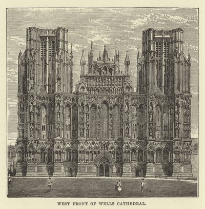 Vestfronten af Wells Cathedral af English School