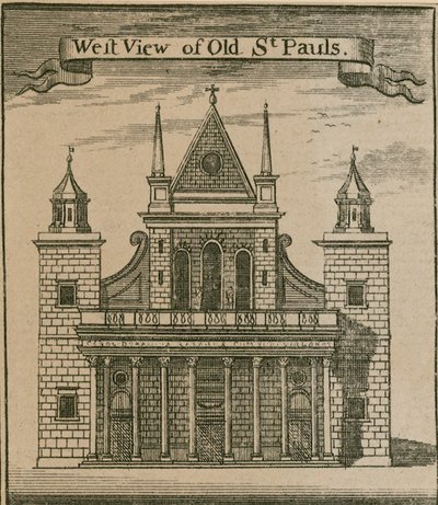 Vestudsigt over Old St Pauls, London af English School