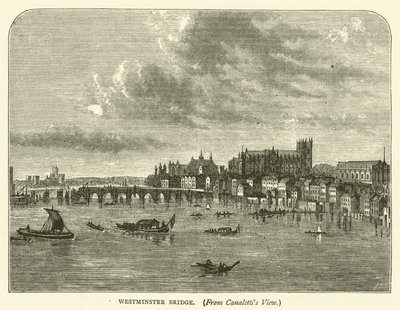 Westminster Bridge, fra Canalettis udsigt (gravering) af English School