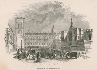 Westminster Hall og det nye Palace of Westminster, London af English School