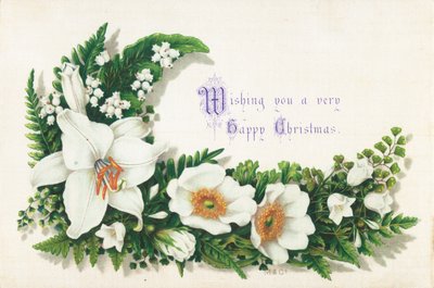 Vilde roser og liljekonval, julekort af English School