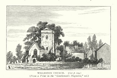 Willesden Kirke (gravering) af English School