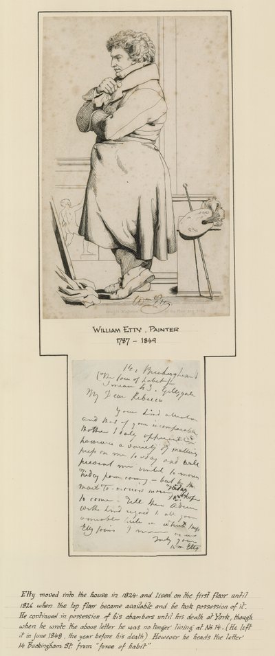 William Etty, der boede på Buckingham Street nr. 14 af English School