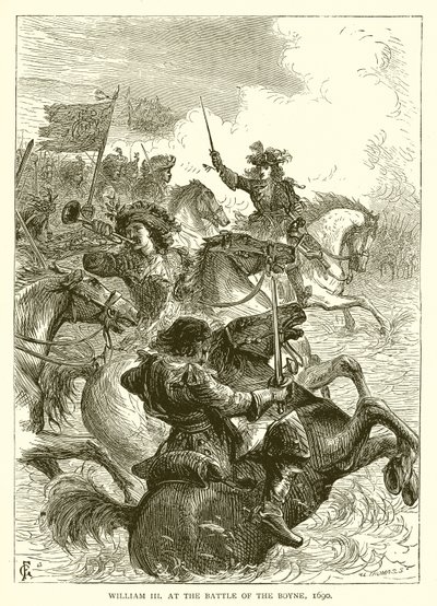 William III i slaget ved Boyne, 1690 af English School