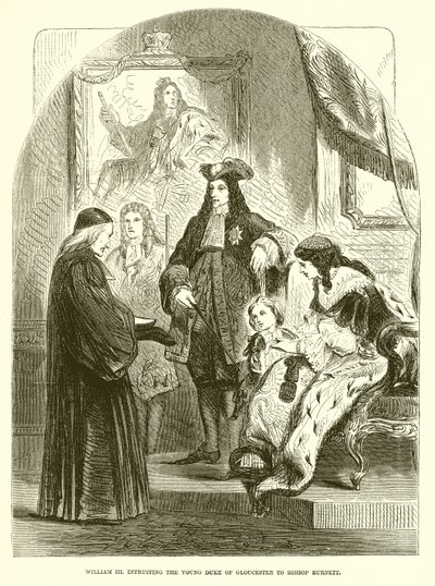 Vilhelm III. at betro den unge hertug af Gloucester til biskop Burnett af English School