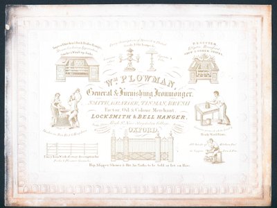 William Plowman, general- og møbeljernhandler, handelskort af English School
