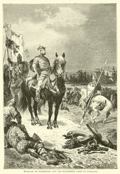 Vilhelm af Normandiet og hans tilhængere lander i England af English School