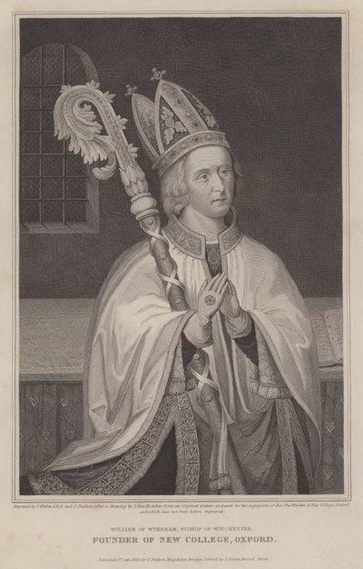 William af Wykeham, biskop af Winchester, grundlægger af New College, Oxford (gravering) af English School