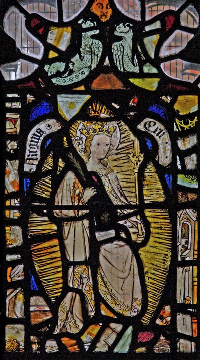 Vindue NaE, der viser Jomfru Maria som Regina Celi eller Himmelens Dronning af English School