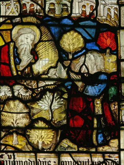 Vindue S3, der forestiller Noah med Gud af English School