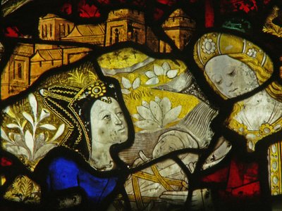 Vindue S4, der forestiller Moses reddet fra bullrushes af English School