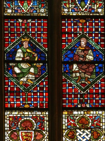 Vindue, der viser en genealogisk figur: David og Nathan af English School