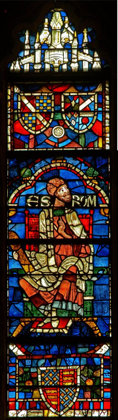 Vindue, der viser en genealogisk figur: Escrom af English School