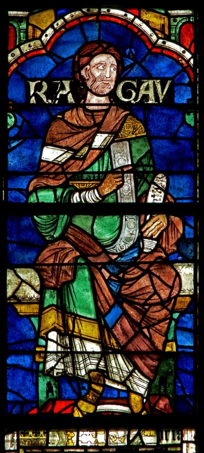 Vindue med en genealogisk figur: Ragau af English School