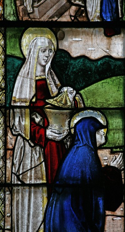 Vindue s3, der viser en opstandelsesscene: de hellige kvinder ved graven af English School