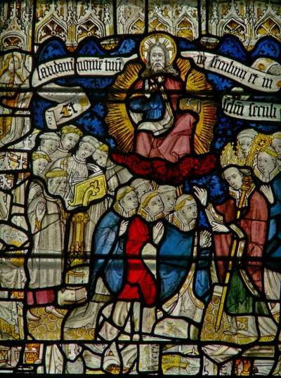 Vindue w25, der viser Te Deum: præsteskabet af English School