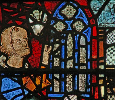 Vindue w39 viser en donorfigur, der giver et vindue af English School