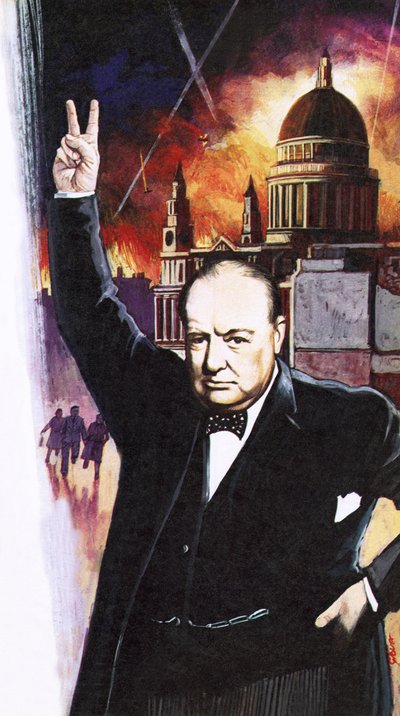 Winston Churchill under Blitz af English School