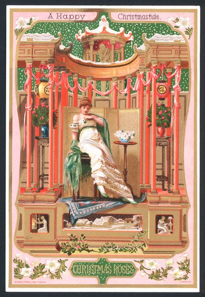 Vinterroser - victoriansk julekort af English School