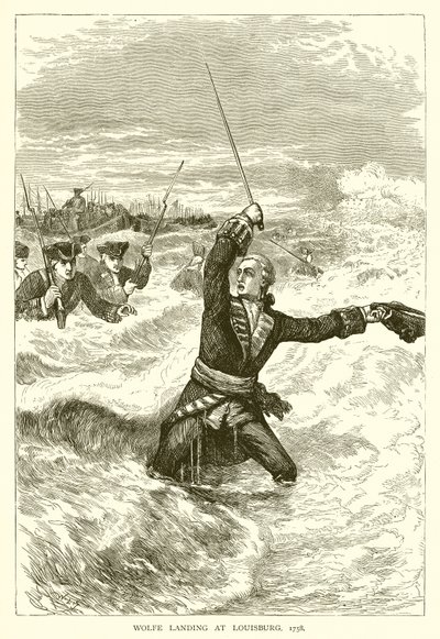 Wolfe lander ved Louisburg, 1758 af English School