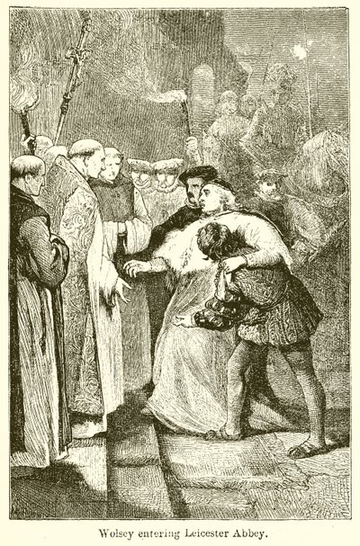 Wolsey går ind i Leicester Abbey af English School