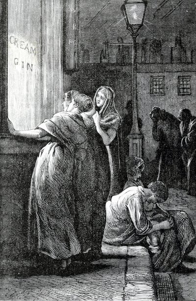 Kvinder og gindrikning, 1800-tallet af English School