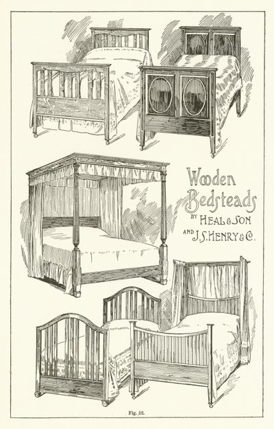 Wooden Bedsteads, af Heal and Son og J S Henry and Company af English School