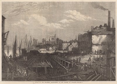 Værker af den sydlige Embankment of Themsen ved Lambeth af English School