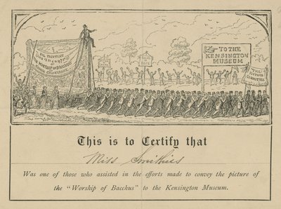 Tilbedelse af Bacchus-certifikatet af English School