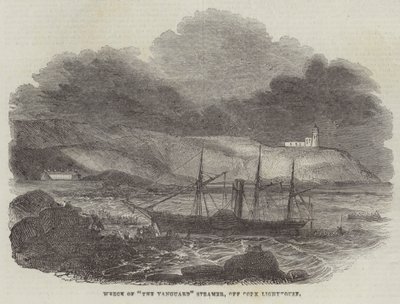Vraget af "The Vanguard" Steamer, ud for Cork Lighthouse (gravering) af English School