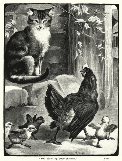 "Du stjal min stakkels kylling" (indgravering) af English School