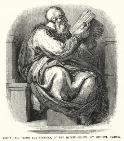 Zechariah, fra freskoerne, i Det Sixtinske Kapel, af Michael Angelo (gravering) af English School