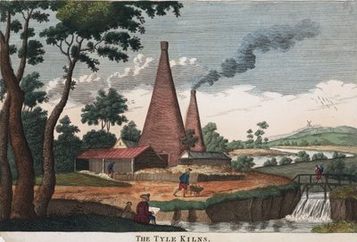 The Tyle Kilns, 1780-1830 (håndfarvet radering) af English School English School