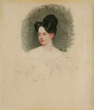 Ufærdigt portræt af Marianne Cregoe Colmare (senere Mrs Baurton Bennett) c.1833-34 (miniature på elfenben monteret på kort) af English School English School