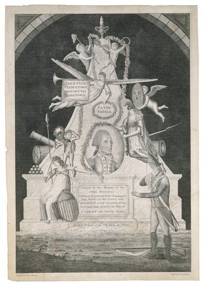Pater Patriae, ca. 1800 (stik- og streggravering med ætsning på vævet papir) af Enoch G. Gridley
