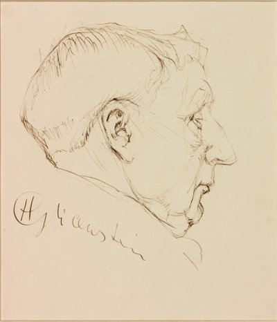 Portræt af George Horton (blæk på papir (klistret på kort)) af Enoch Henryk Glicenstein