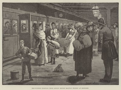 Hop-plukkere starter fra London Bridge Railway Station ved midnat af Enoch Ward