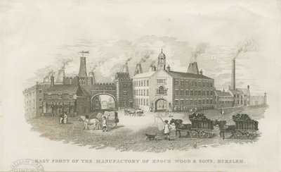 Burslem - fabrik af Enoch Wood & Sons": stålgravering, nd [?19. århundrede] af Enoch Wood
