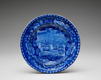 plade, c. 1818-1846 (blyglaseret lertøj med transfertryk) af Enoch Wood and Sons