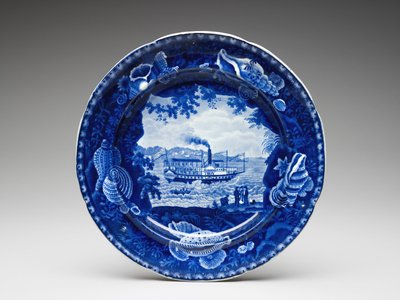 plade, c. 1825-1846 (blyglaseret lertøj med transfertryk) af Enoch Wood and Sons