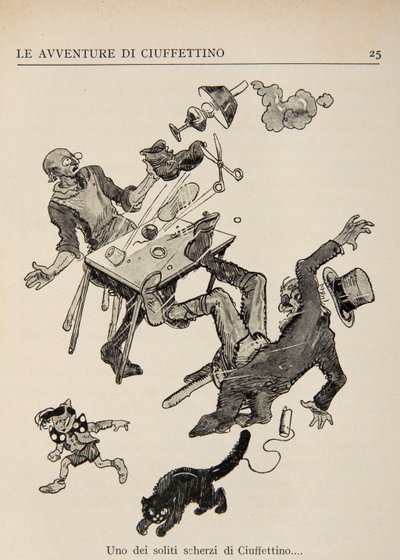 Illustration fra Ciuffettinos eventyr af Enrico de Conti Novelli