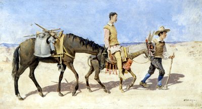 Don Quixote og Sancho Pança. Maleri af Atalaya. slutningen af det 19. århundrede. af Enrique Atalaya